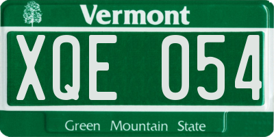 VT license plate XQE054