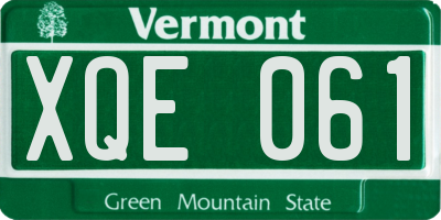 VT license plate XQE061