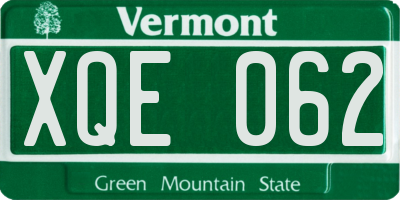 VT license plate XQE062
