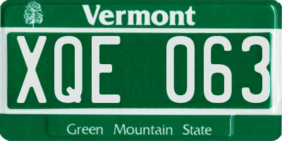 VT license plate XQE063