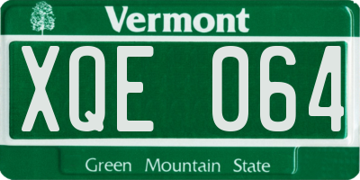 VT license plate XQE064