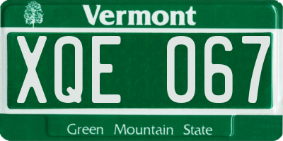 VT license plate XQE067