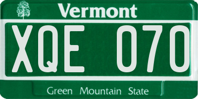 VT license plate XQE070