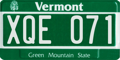 VT license plate XQE071