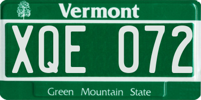 VT license plate XQE072