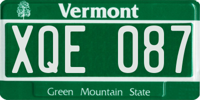 VT license plate XQE087