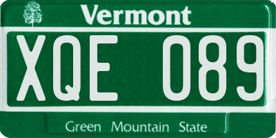 VT license plate XQE089