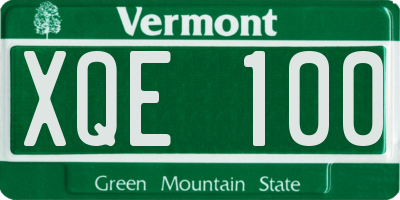 VT license plate XQE100