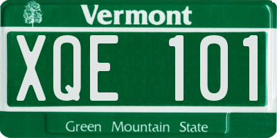 VT license plate XQE101