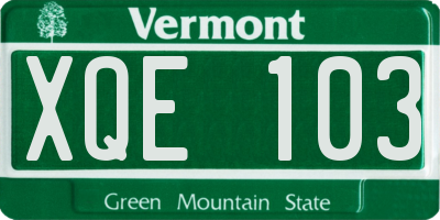 VT license plate XQE103