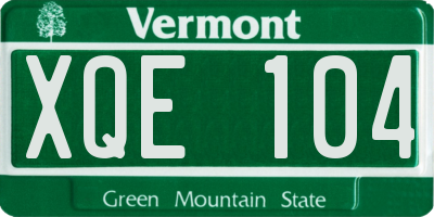 VT license plate XQE104