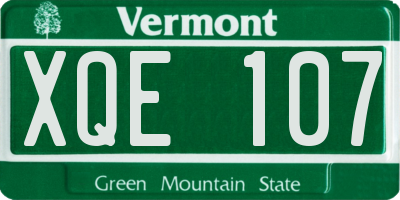 VT license plate XQE107