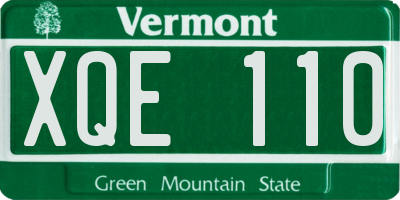 VT license plate XQE110