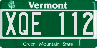 VT license plate XQE112