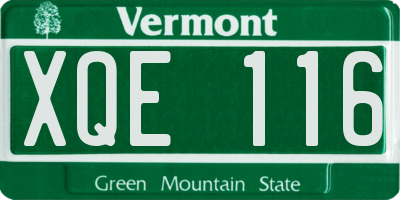 VT license plate XQE116