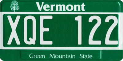 VT license plate XQE122