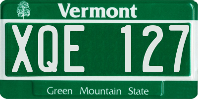 VT license plate XQE127