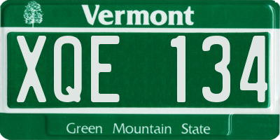 VT license plate XQE134