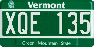 VT license plate XQE135