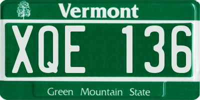 VT license plate XQE136