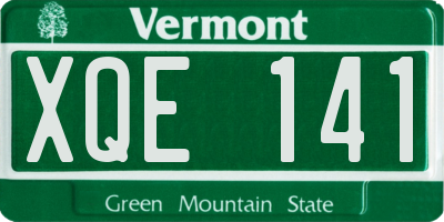 VT license plate XQE141