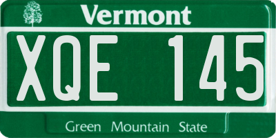 VT license plate XQE145