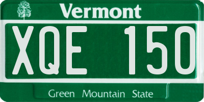 VT license plate XQE150