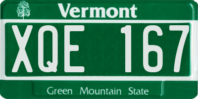VT license plate XQE167