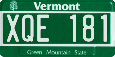 VT license plate XQE181