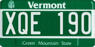VT license plate XQE190