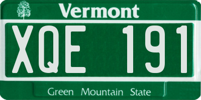 VT license plate XQE191