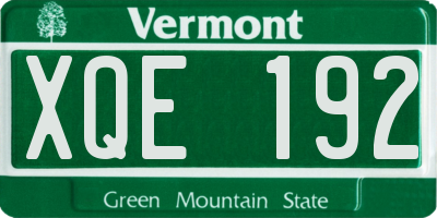 VT license plate XQE192