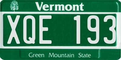 VT license plate XQE193