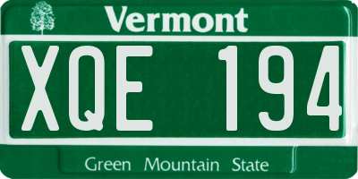VT license plate XQE194