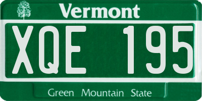 VT license plate XQE195