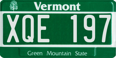 VT license plate XQE197