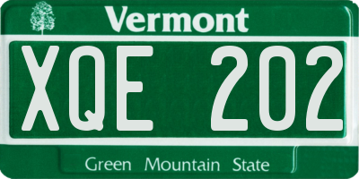 VT license plate XQE202