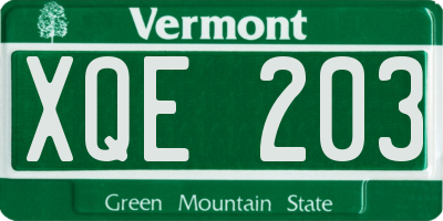 VT license plate XQE203