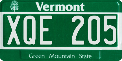 VT license plate XQE205