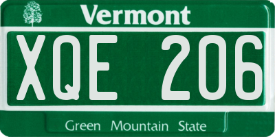 VT license plate XQE206