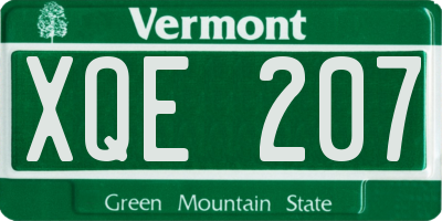 VT license plate XQE207