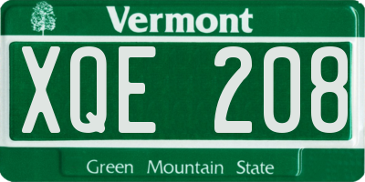 VT license plate XQE208