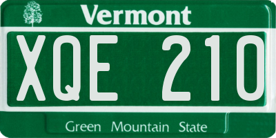 VT license plate XQE210