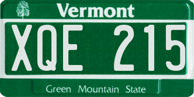 VT license plate XQE215