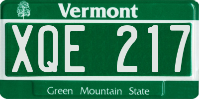 VT license plate XQE217
