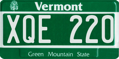 VT license plate XQE220