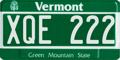 VT license plate XQE222