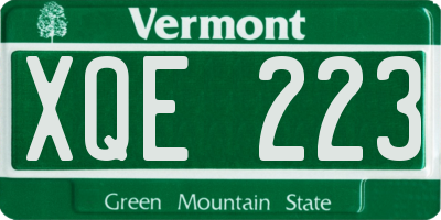 VT license plate XQE223