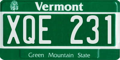 VT license plate XQE231