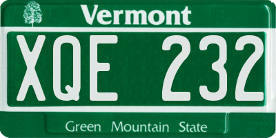 VT license plate XQE232